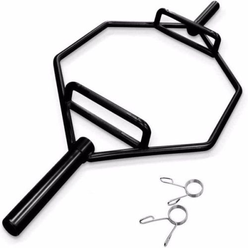 Black Olympic Hex Bar Solid Steel Sleeve 1000lbs Weight Capacity Trap Bar Deadlift Bar with Knurled Handles, for Bodybuilding Training, Squats Black Olympic Hex Bar Solid Steel Sleeve 1000lbs Weight Capacity Trap Bar Deadlift Bar with Knurled Handles, for Bodybuilding Training, Squats